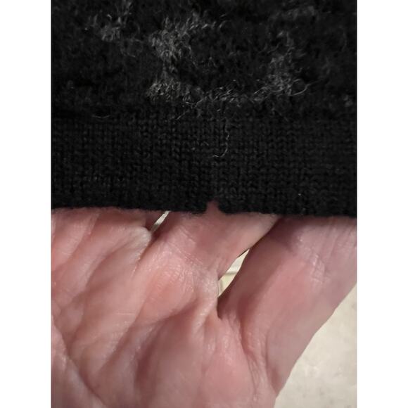 Jennifer Roberts Black Gray Wool Faux Lace Detail Tunic Sweater Sz L As Is - Picture 5 of 6